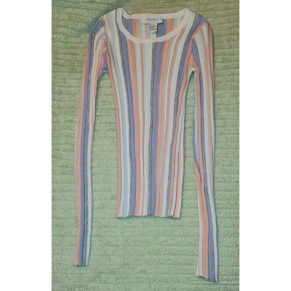 Forever 21 Multicolor Striped Sparkly Longsleeve